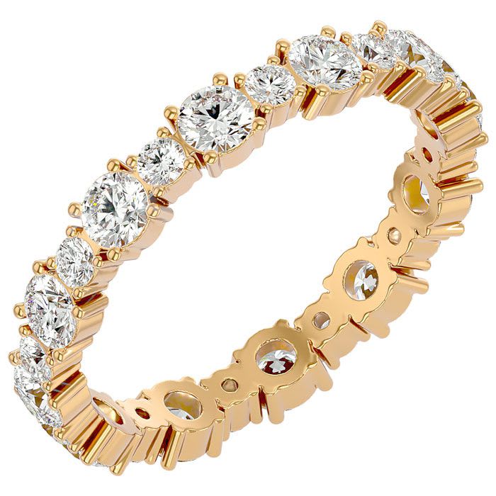 1 1/2 Carat Moissanite Eternity Ring In 14 Karat Yellow Gold, Ring Size 6.5