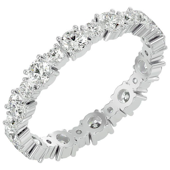 1 1/2 Carat Diamond Eternity Ring In 14 Karat White Gold, Ring Size 5