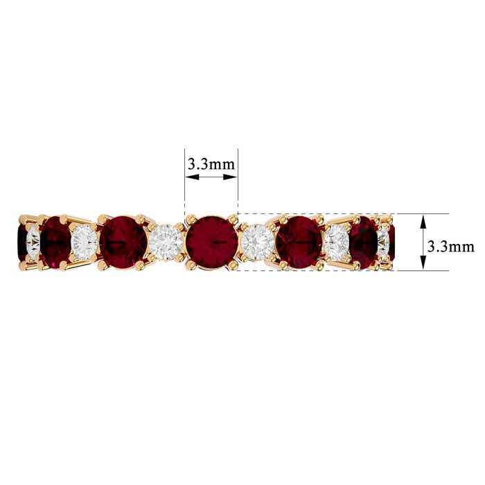 1 1/2 Carat Ruby and Diamond Eternity Ring In 14 Karat Yellow Gold, Ring Size 5