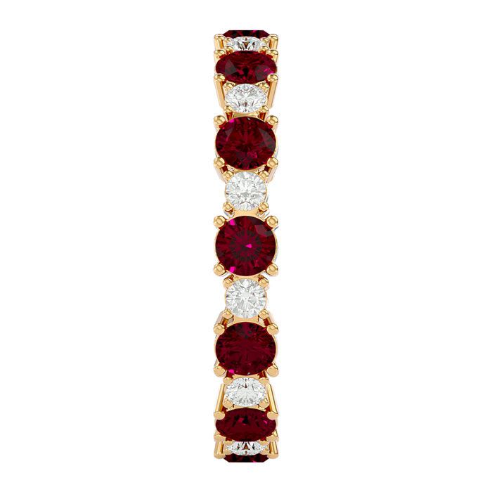 1 1/2 Carat Ruby and Diamond Eternity Ring In 14 Karat Yellow Gold, Ring Size 7