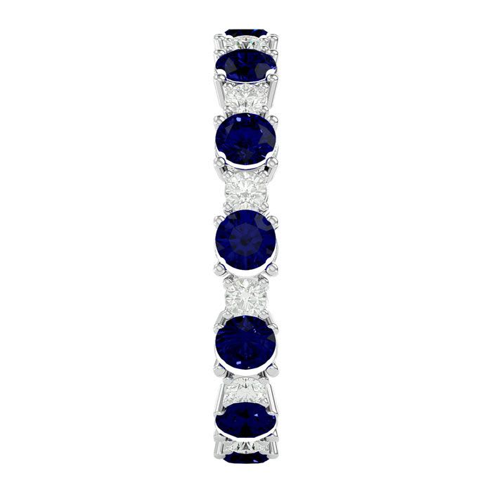 1 3/4 Carat Sapphire and Moissanite Eternity Ring In 14 Karat White Gold, Ring Size 9