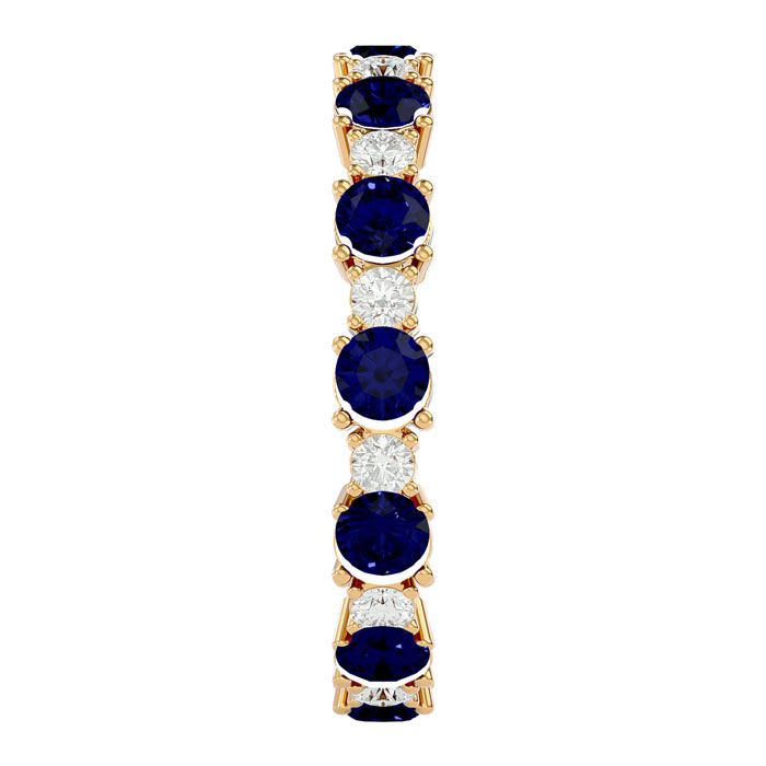 1 1/2 Carat Sapphire and Moissanite Eternity Ring In 14 Karat Yellow Gold, Ring Size 6