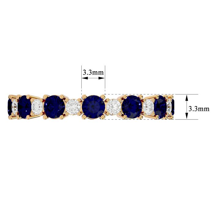 1 1/2 Carat Sapphire and Moissanite Eternity Ring In 14 Karat Yellow Gold, Ring Size 6