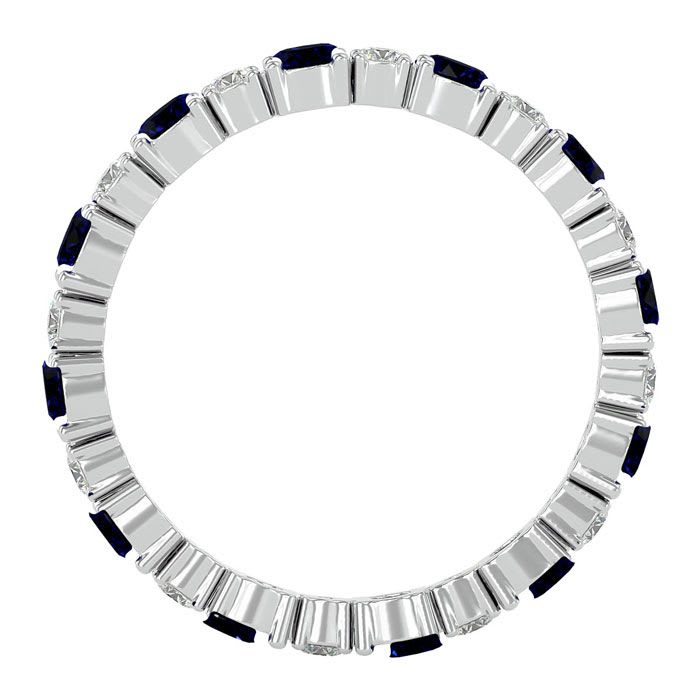 1 1/2 Carat Sapphire and Diamond Eternity Ring In 14 Karat White Gold, Ring Size 8.5