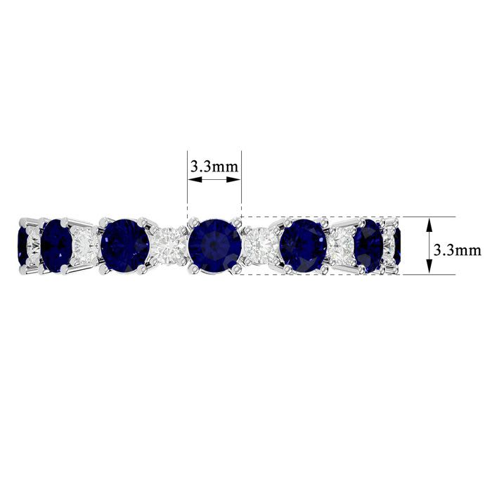 1 3/4 Carat Sapphire and Diamond Eternity Ring In 14 Karat White Gold, Ring Size 9