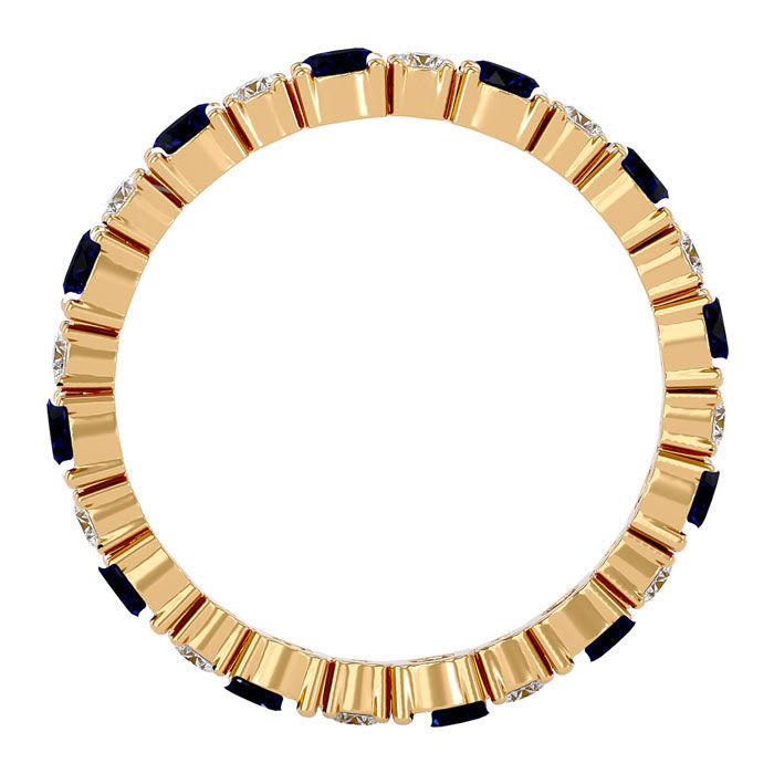 1 1/2 Carat Sapphire and Diamond Eternity Ring In 14 Karat Yellow Gold, Ring Size 8.5