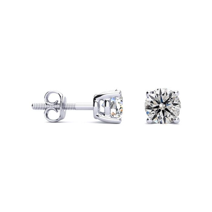 1 Carat Diamond Stud Earrings In 14 Karat White Gold