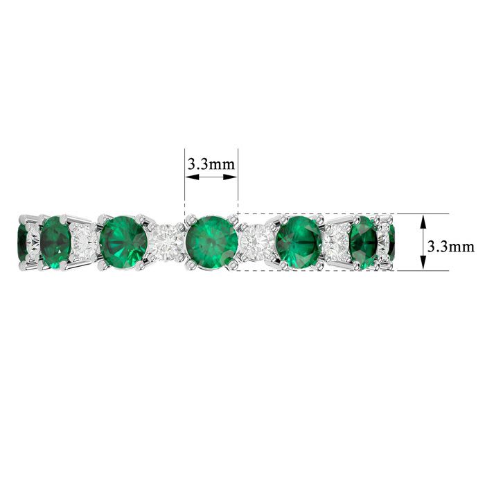 1 3/4 Carat Emerald and Moissanite Eternity Ring In 14 Karat White Gold, Ring Size 9.5