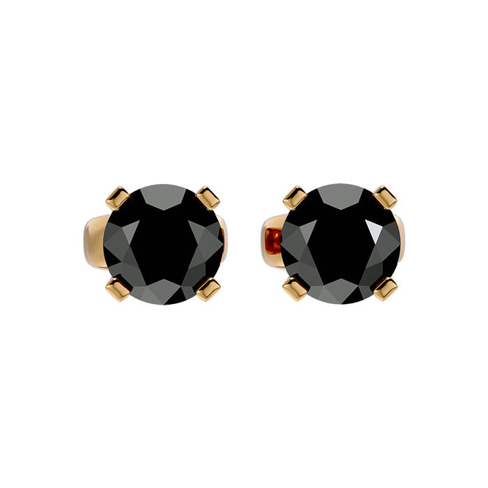 1 1/2ct Black Diamond Stud Earrings, 14k Yellow Gold