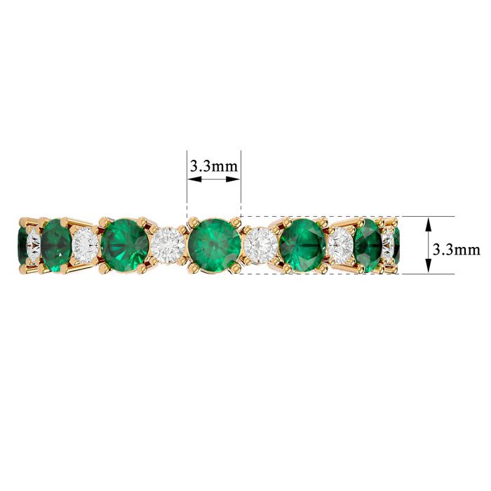 1 1/2 Carat Emerald and Diamond Eternity Ring In 14 Karat Yellow Gold, Ring Size 6.5