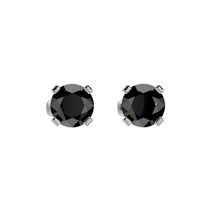3/4ct Black Diamond Stud Earrings in 14k White Gold