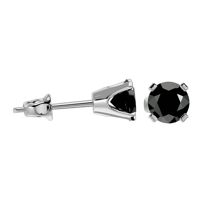 3/4ct Black Diamond Stud Earrings in 14k White Gold