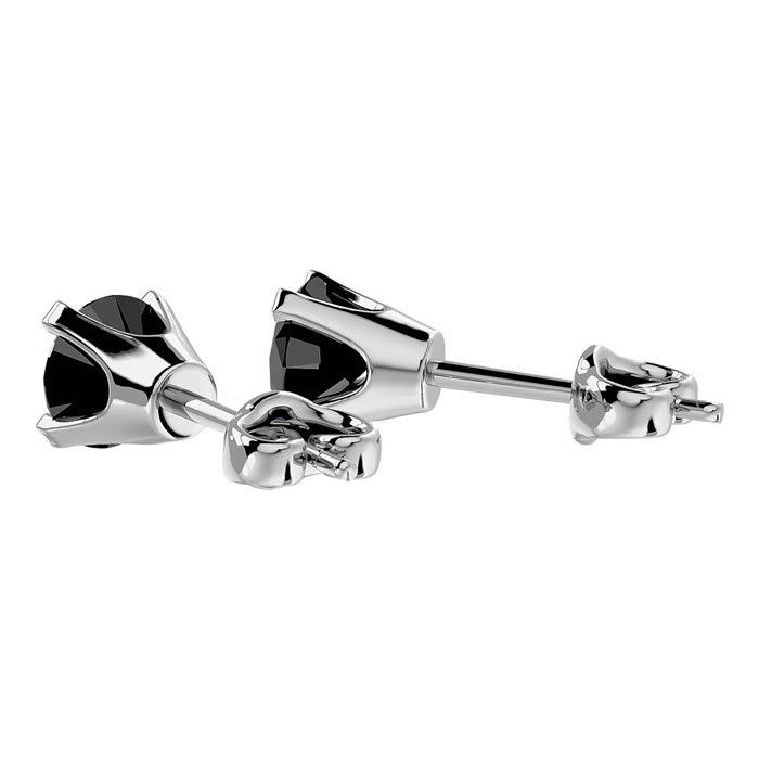 3/4ct Black Diamond Stud Earrings in 14k White Gold