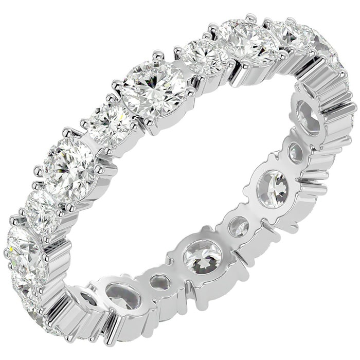 2 1/4 Carat Moissanite Eternity Ring In 14 Karat White Gold, Ring Size 6.5