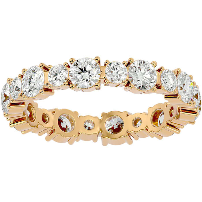 2 Carat Moissanite Eternity Ring In 14 Karat Yellow Gold, Ring Size 4