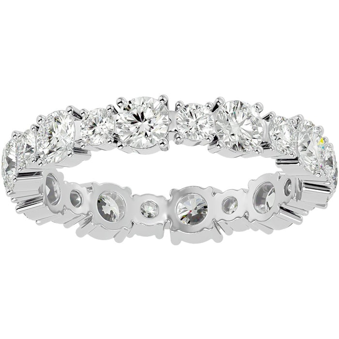 2 1/4 Carat Diamond Eternity Ring In 14 Karat White Gold, Ring Size 6