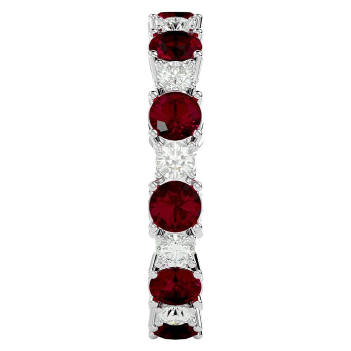 2 1/4 Carat Ruby and Diamond Eternity Ring In 14 Karat White Gold, Ring Size 7