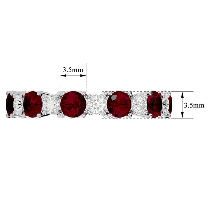 2 1/4 Carat Ruby and Diamond Eternity Ring In 14 Karat White Gold, Ring Size 7