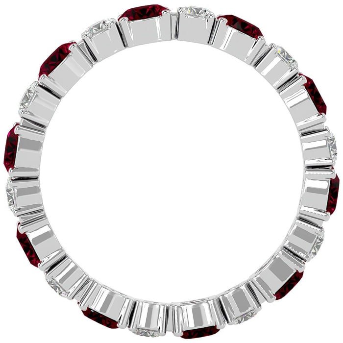 2 1/2 Carat Ruby and Diamond Eternity Ring In 14 Karat White Gold, Ring Size 9