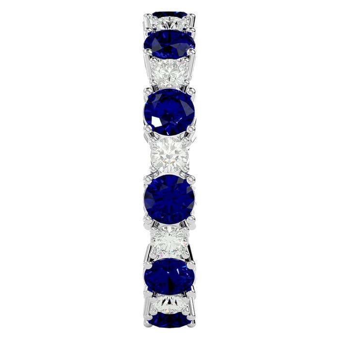 2 1/4 Carat Sapphire and Diamond Eternity Ring In 14 Karat White Gold, Ring Size 5