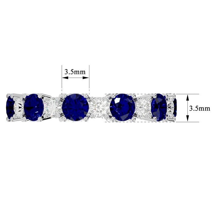 2 1/2 Carat Sapphire and Diamond Eternity Ring In 14 Karat White Gold, Ring Size 9.5