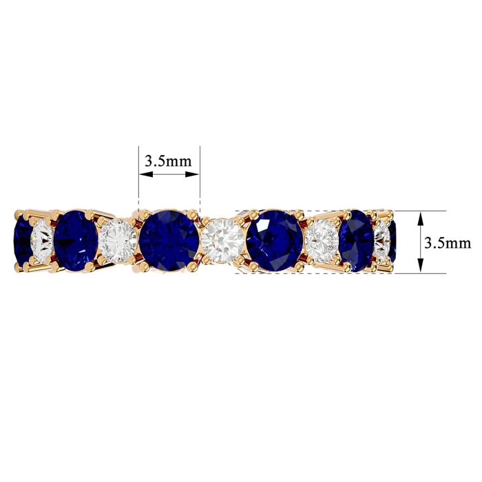 2 1/4 Carat Sapphire and Diamond Eternity Ring In 14 Karat Yellow Gold, Ring Size 5