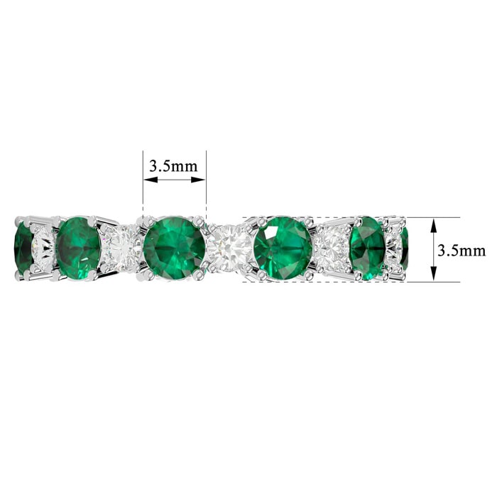2 1/4 Carat Emerald and Moissanite Eternity Ring In 14 Karat White Gold, Ring Size 6