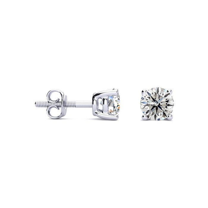 0.65 Carat Diamond Stud Earrings In 14 Karat White Gold