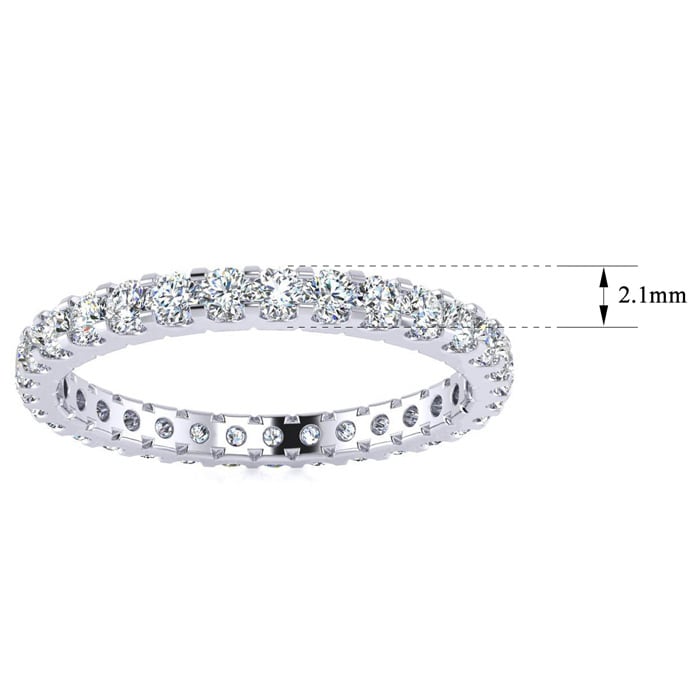 1 Carat Round Moissanite Eternity Ring In 14 Karat White Gold, Ring Size 7.5