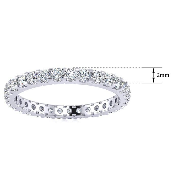 1 Carat Round Moissanite Eternity Ring In 14 Karat White Gold, Ring Size 9.5