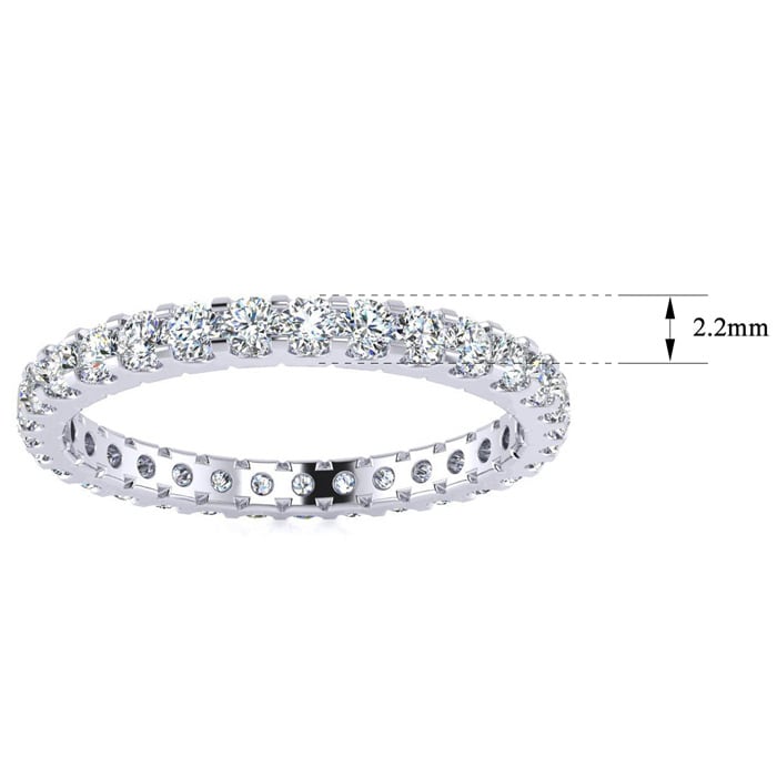 1 Carat Round Moissanite Eternity Ring In Platinum, Ring Size 4.5