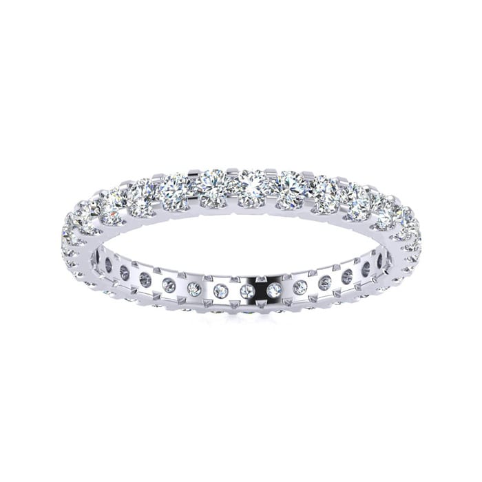 1 Carat Round Diamond Eternity Ring In 14 Karat White Gold, Ring Size 8