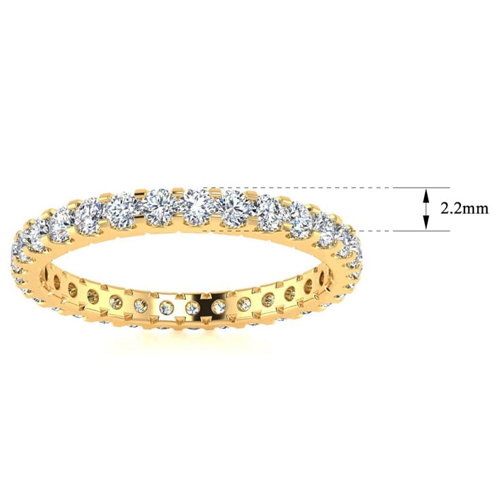 1 Carat Round Diamond Eternity Ring In 14 Karat Yellow Gold, Ring Size 5
