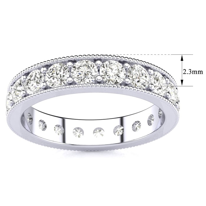 1 Carat Round Diamond Milgrain Eternity Ring In Platinum, Ring Size 6