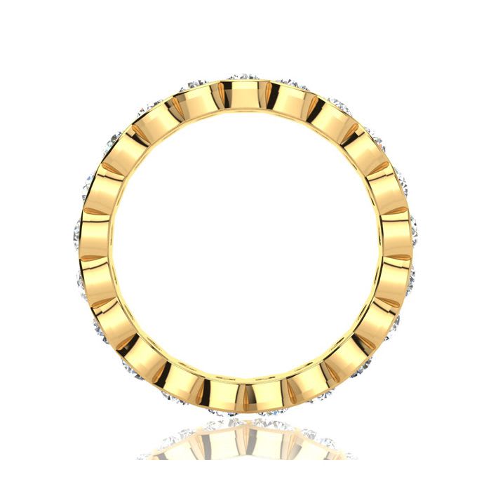 1.40 Carat Round Diamond Bezel Set Eternity Ring In 14 Karat Yellow Gold, Ring Size 5.5