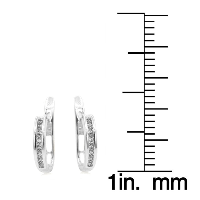 Diamond Drop Earrings: 1/4ct Flip-Back Huggy Diamond Earrings in 10k White Gold