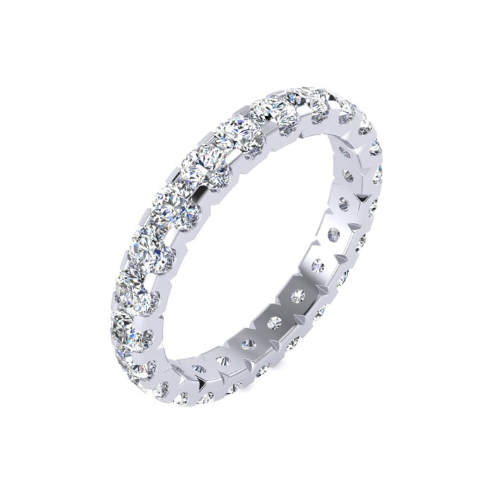 2 Carat Round Moissanite Eternity Ring In 14 Karat White Gold, Ring Size 7