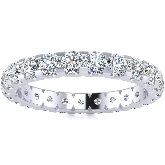 2 Carat Round Moissanite Eternity Ring In 14 Karat White Gold, Ring Size 9