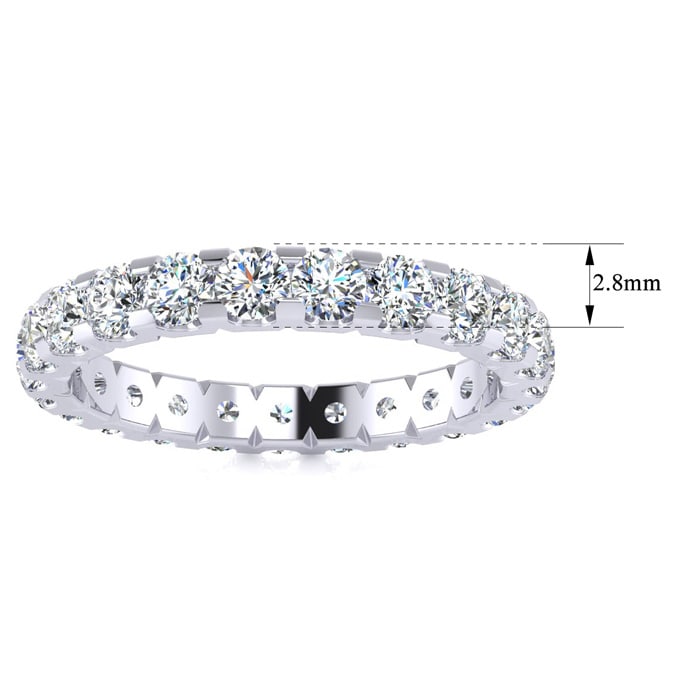 2 Carat Round Moissanite Eternity Ring In Platinum, Ring Size 9