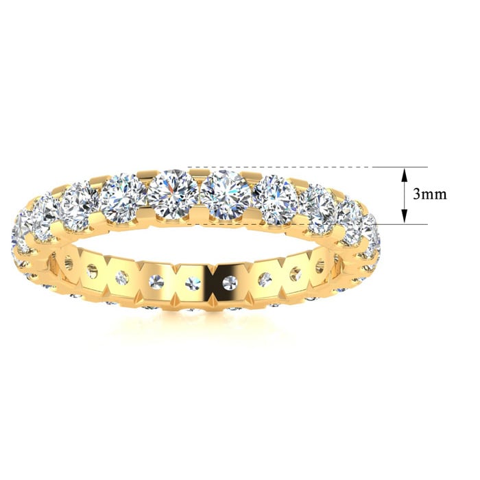 2 Carat Round Diamond Eternity Ring In 14 Karat Yellow Gold, Ring Size 6