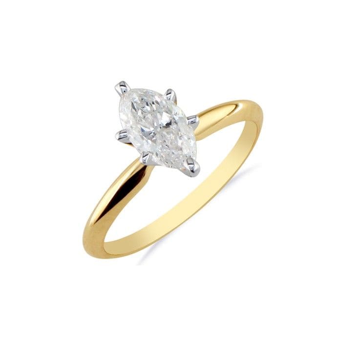 Cheap Engagement Rings, 1/3 Carat Marquise Diamond Solitaire Ring In 14K Yellow Gold