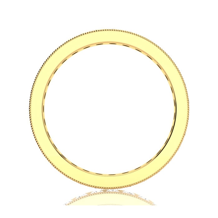 1 3/4 Carat Round Moissanite Milgrain Eternity Ring In 14 Karat Yellow Gold, Ring Size 5.5