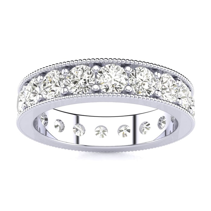 1 3/4 Carat Round Diamond Milgrain Eternity Ring In Platinum, Ring Size 5