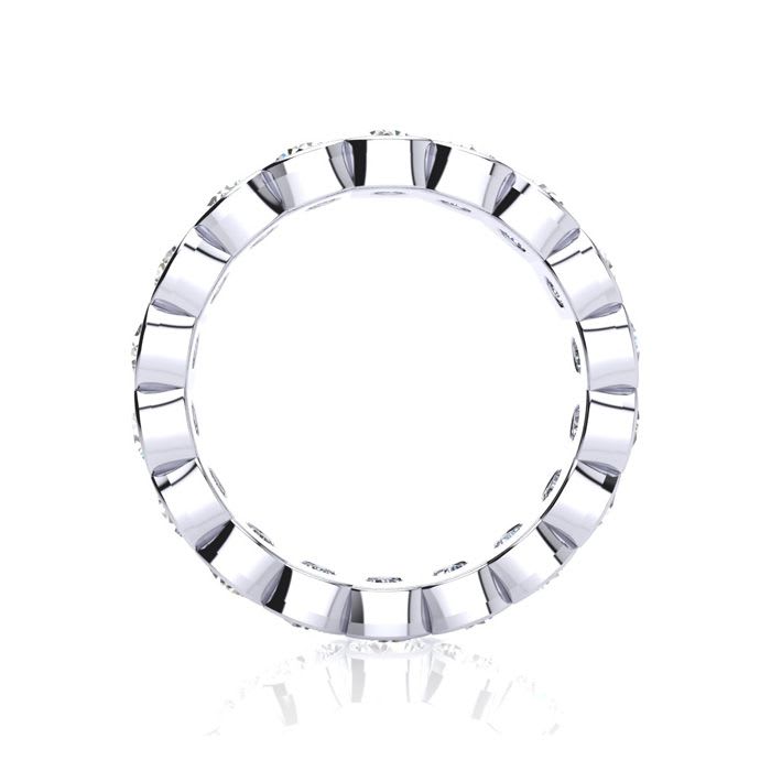 1 3/4 Carat Round Moissanite Bezel Set Eternity Ring In 14 Karat White Gold, Ring Size 5