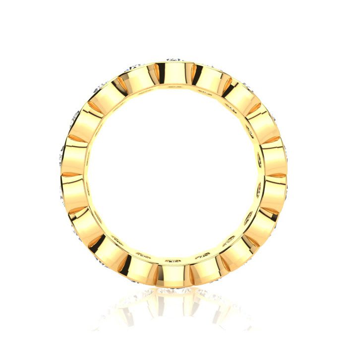 2 Carat Round Moissanite Bezel Set Eternity Ring In 14 Karat Yellow Gold, Ring Size 7