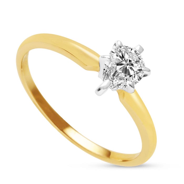 Cheap Engagement Rings, 1/2 Carat Pear Shape Diamond Solitaire Ring in 14K Yellow Gold