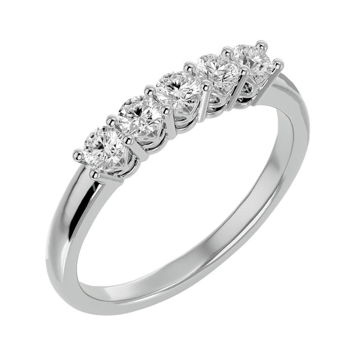 1/2 Carat Five Diamond Wedding Band In White Gold
