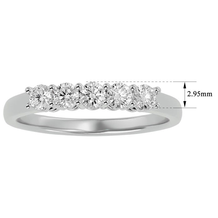 1/2 Carat Five Diamond Wedding Band In White Gold