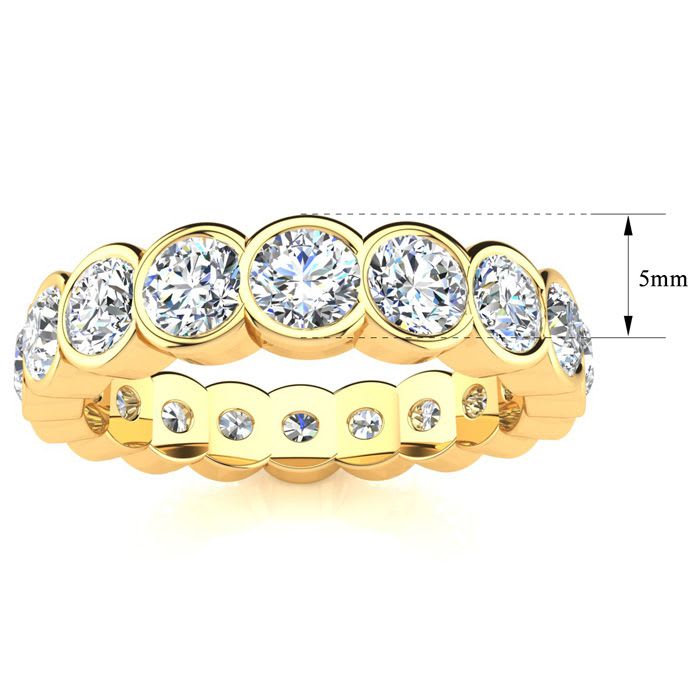 1 3/4 Carat Round Diamond Bezel Set Eternity Ring In 14 Karat Yellow Gold, Ring Size 5