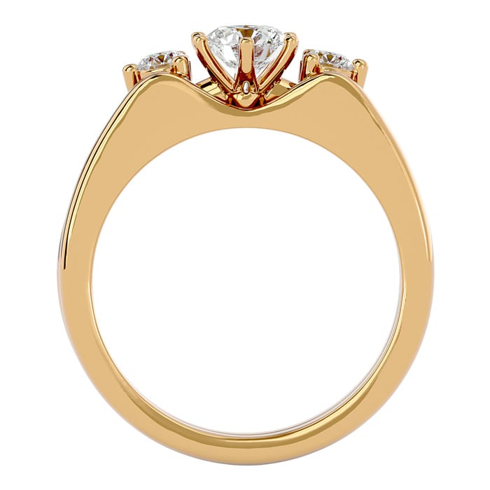 1/2 Carat Moissanite Solitaire Ring With 1/5 Carat Enhancer In 14 Karat Yellow Gold